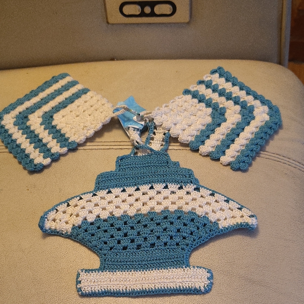 Elegant Blue and White Crochet Home Decor by
